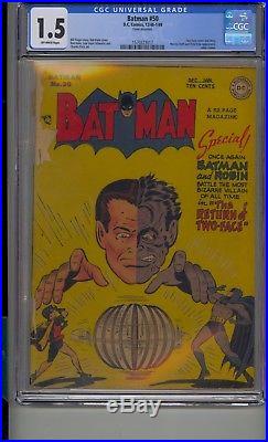 Batman #50 Cgc 1.5 Golden Age Two-face Cover Story Joker Cameo Rare