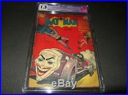 Batman 52 CGC 1.5 Restored, Classic Joker Cover, Golden Age Key (DC 1949)