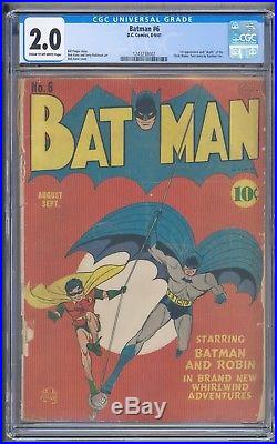 Batman 6 CGC 2.0 First Appearance And Death Of The Clock Maker Golden Age