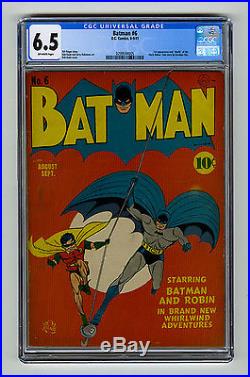 Batman #6 CGC 6.5 OW Classic Cover Bob Kane Robin Finger DC Golden Age Comic