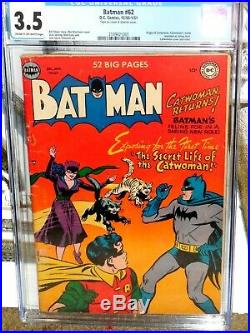 Batman #62 Cgc 3.5 Origin Of Catwoman Golden Age Batman