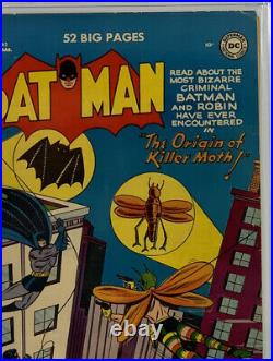 Batman #63 Cgc 4.5 Rare 1951 Origin Of Killer Moth DC Comics Golden Age