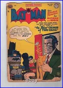 Batman #68 Two Face Cover Iconic Golden Age Missing Back Cover Pr