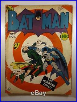 Batman #7 Golden Age Great Missing (2) wraps Joker Story Complete! Poor! RARE