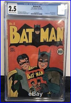 Batman #8 1941 CGC 2.5 INFINITY COVER Golden Age! Shows Beautifully! Classic