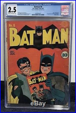 Batman #8 1941 CGC 2.5 INFINITY COVER Golden Age! Shows Beautifully! Classic