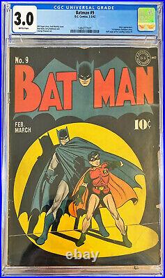 Batman 9 CGC 3.0 DC Comics published 1942 Famous Iconic Cover Golden Age