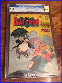 Batman Comic #38 CGC 5.0! Penguin Cover & Story! 1st Jim Mooney Art! Golden Age