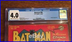 Batman Comic #39 CGC 4.0! In This Issue Catwoman VS Batman! Golden Age Comic