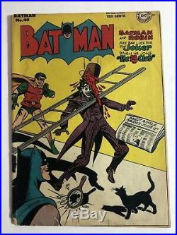 Batman Comic Book # 40 Famous Joker Cover DC Golden Age 1947