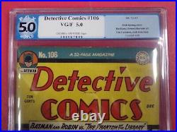 Batman In Detective Comics #106 Pgx Graded 5.0 Very Good/fine 1945 DC Comics