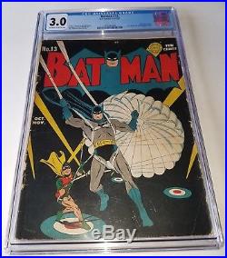 Batman Issue 13 10-11 1942 Cgc 3.0 G/vg DC Golden-age Joe Dimaggio Cameo