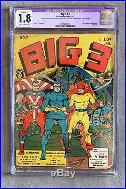 Big 3 #7 CGC R 1.8 Golden Age Nazi WWII Cover Hitler Appearance
