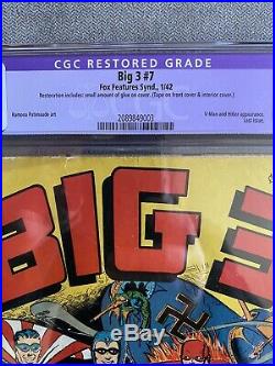 Big 3 #7 CGC R 1.8 Golden Age Nazi WWII Cover Hitler Appearance