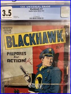 Blackhawk #17 Cgc 3.5 Wwii Cover 1947 Golden Age Comics