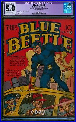 Blue Beetle #3 (1940)? CGC 5.0 Restored? Rare Golden Age Fox Features Comic