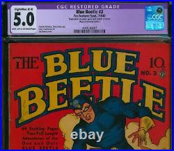 Blue Beetle #3 (1940)? CGC 5.0 Restored? Rare Golden Age Fox Features Comic