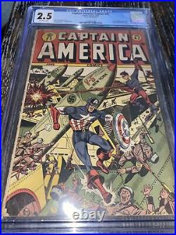 CAPTAIN AMERICA 47 TIMELY 1944 GOLDEN AGE SHOMBERG NAZI COVER CGC 2.5 Beautiful