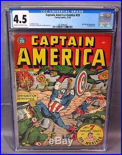 CAPTAIN AMERICA COMICS #20 (Hanging Panels) CGC 4.5 Golden Age 1942 Timely