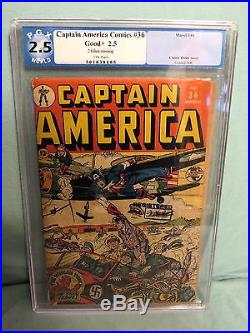 CAPTAIN AMERICA Comics #36 3/1944 GOLDEN AGE CLASSIC HITLER COVER PGX 2.5