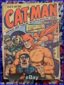 CATMAN COMICS #20 CLASSIC HITLER COVER ESTATE FIND KEY Golden Age comic