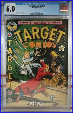 CGC 6.0 TARGET COMICS V3 #1 NOVELTY PRESS 1942 BASIL WOLVERTON Spacehawk #25