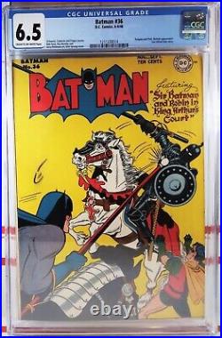 CGC 6.5 BATMAN #36 DC COMICS 1946 KING ARTHUR Penguin ROBIN Detective Alfred