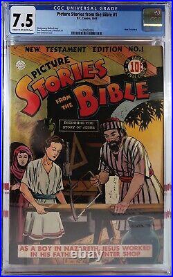 CGC 7.5 PICTURE STORIES FROM THE BIBLE #1 NEW TESTAMENT DC 1944? 1st JESUS