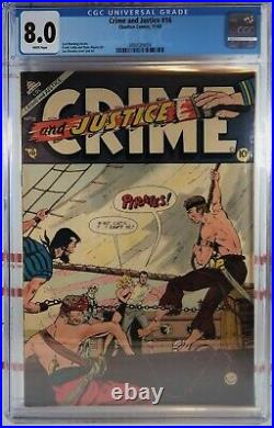 CGC 8.0 CRIME AND JUSTICE #16 TOP CENSUS GRADED Charlton Comics 1953 PIRATES