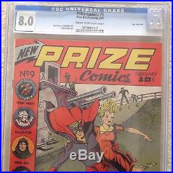 CGC Prize Comics # 9 Golden Age Comic 1941 4th Highest Grade 8.0 VF