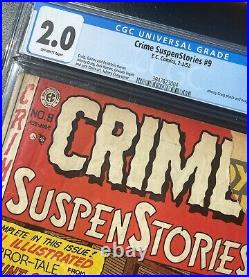 CRIME SUSPENSTORIES #9 CGC 2.0 EC COMICS 1952 Johnny Craig Cover Golden Age