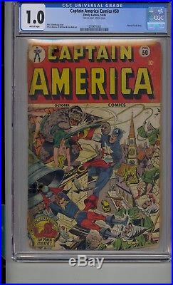 Capatin America Comics #50 Cgc 1.0 Golden Age Schomburg Cover Human Torch Story