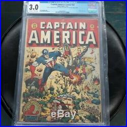 Captain America 33 TIMELY COMICS Golden Age CGC 3.0 Schomburg WWII Cover RARE