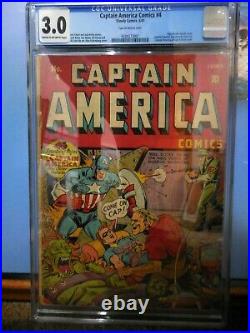 Captain America #4 Cgc 3.0 Great Early Golden Age Pin-up Back Cover