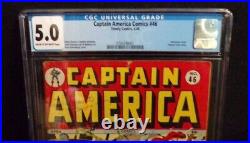 Captain America #46 Timely Comics Golden Age Cgc Graded 5.0 Holocaust Nazi Cover