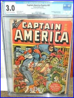 Captain America #61 Cgc 3.0 Golden Age Red Skull Cover