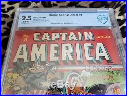 Captain America #8 Hard To Find Golden Age Comic! Bondage Cover, Cbcs Graded 2.5
