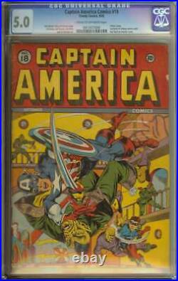 Captain America Comics #18 Cgc 5.0 Cr/ow Pages // Golden Age Classic Cover