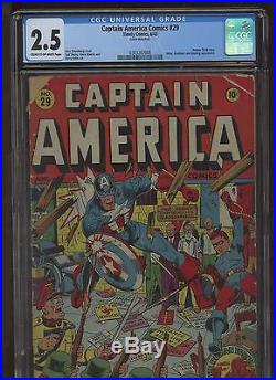 Captain America Comics 29 CGC 2.5 GD+ MARVEL 1943 Golden Age Timely Comics