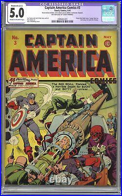 Captain America Comics #3 CGC 5.0 RESTORED 1941 3999491001