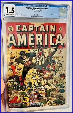 Captain America Comics #33 1943 CGC 1.5 GOLDEN AGE SCHOMBURG WW2