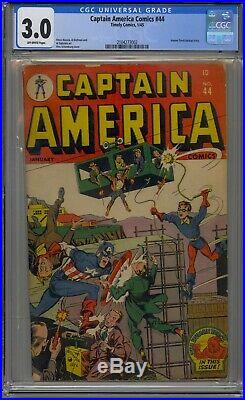 Captain America Comics #44 Cgc 3.0 Human Torch Timely Golden Age Schomberg