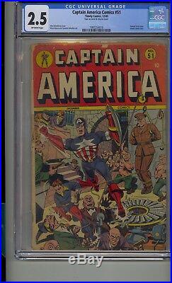 Captain America Comics #51 Cgc 2.5 Golden Age Timely Comic Schomburg Cover