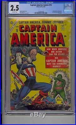 Captain America Comics #78 Cgc 2.5 Atlas Last Issue Golden Age Timely