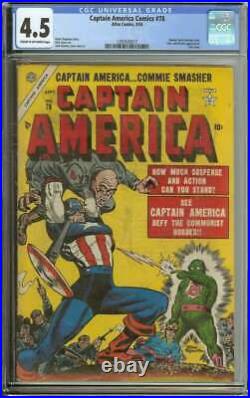 Captain America Comics #78 Cgc 4.5 Cr/ow Pages // Golden Age Human Torch Story