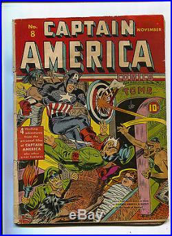 Captain America Comics #8 AMAZING Simon & Kirby Art/Cover 10c Timely Golden Age