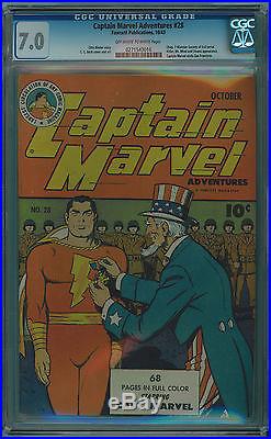 Captain Marvel #28 Cgc 7.0 Uncle Sam Cover 0ff-white/white Pages Golden Age