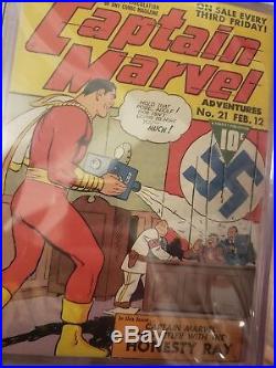 Captain Marvel Adventures # 21 Shazam Golden Age Feb 1943 with Hitler Nazi CGC 3.5