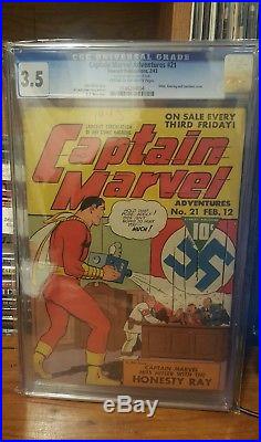 Captain Marvel Adventures # 21 Shazam Golden Age Feb 1943 with Hitler Nazi CGC Lot