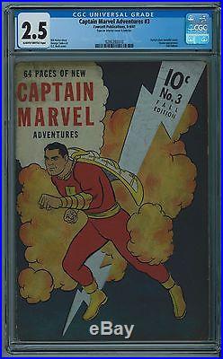 Captain Marvel Adventures #3 Cgc 2.5 Slightly Brittle Pages Golden Age